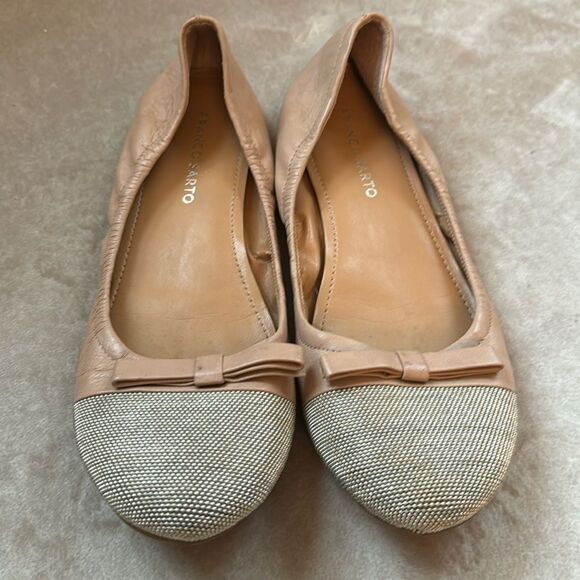 Franco Sarto Leather Metal Bead Toe Ballerina Flats Sz 8 - Picture 2 of 7